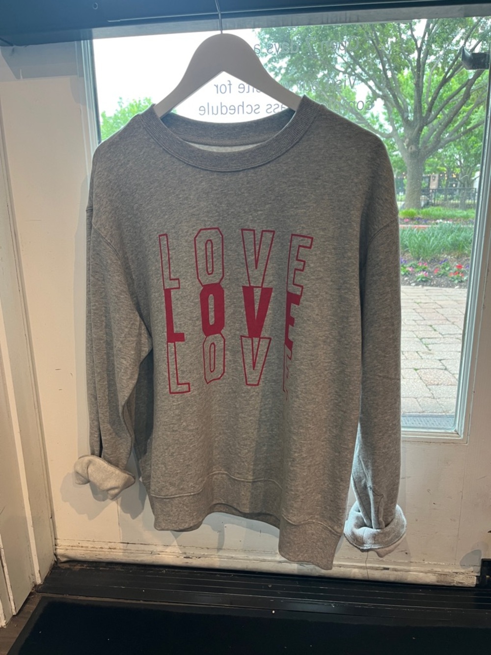 Z Supply Gray Crewneck Sweatshirt with Pink LOVE Print